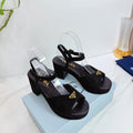 PRA 26SS Platform Sandals 75 Black Suede Sheepskin 592387