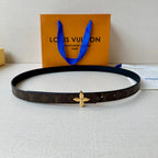 LV Flowergram 20mm Reversible Belt Black Brown Calfskin