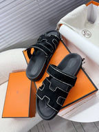 HM Chypre Sandal Black Suede and Crystals 205496