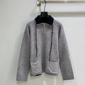 Miumiu 2026 Half-zipper Sweater Grey Mix Blue Cashmere