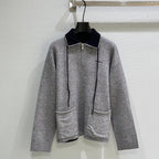 Miumiu 2026 Half-zipper Sweater Grey Mix Blue Cashmere