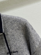 Miumiu 2026 Half-zipper Sweater Grey Mix Blue Cashmere