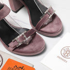 HM 26ss Platform High-Heeled Sandals Mauve Velvet Sheepskin 601221