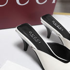 GG 26ss High Heel Mule 60 White Sheepskin 601084