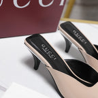 GG 26ss High Heel Mule 60 Light Beige Sheepskin 601085