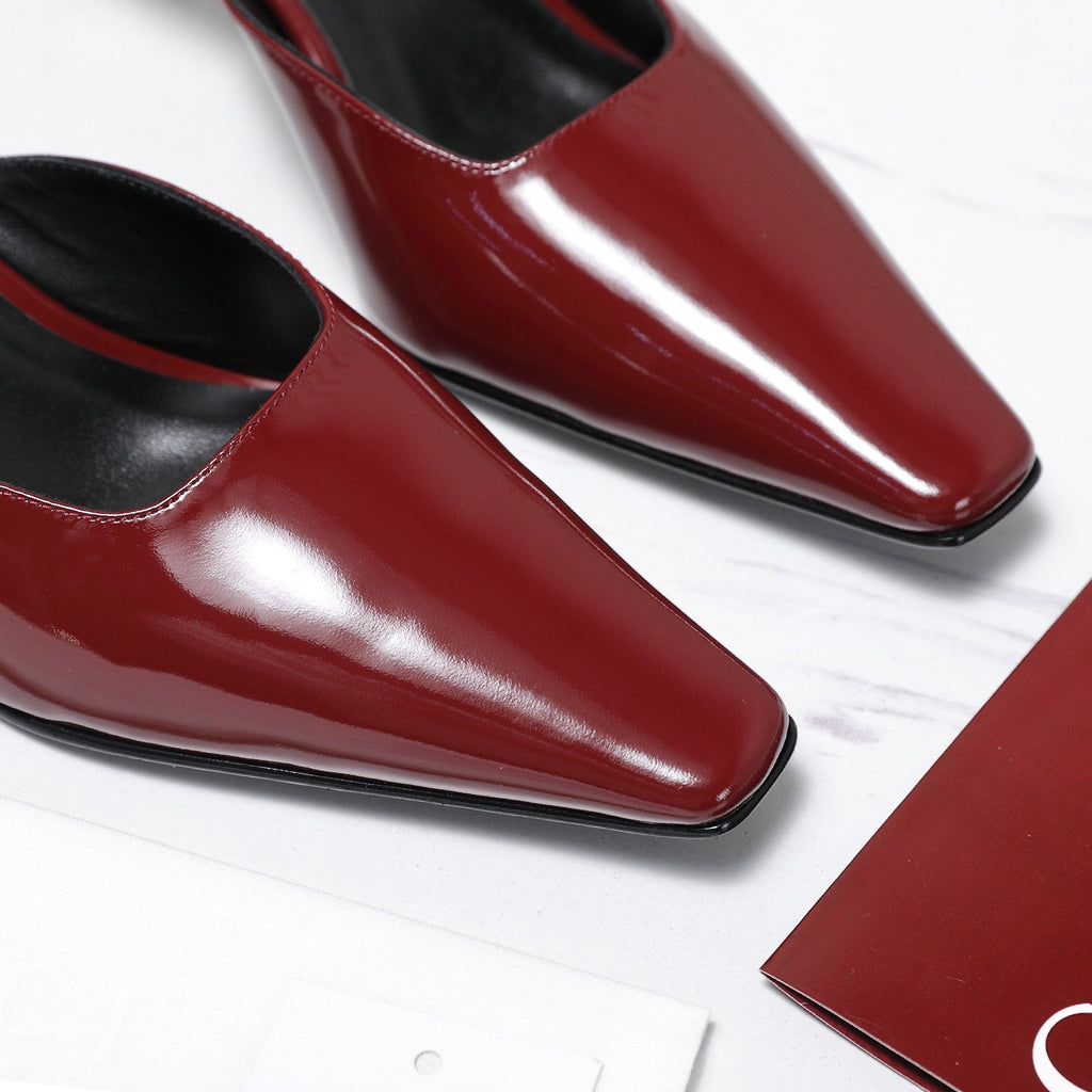 GG 26ss High Heel Mule 60 Dark Red Sheepskin 601086