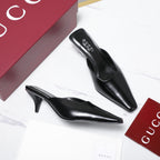 GG 26ss High Heel Mule 60 Black Sheepskin 601088