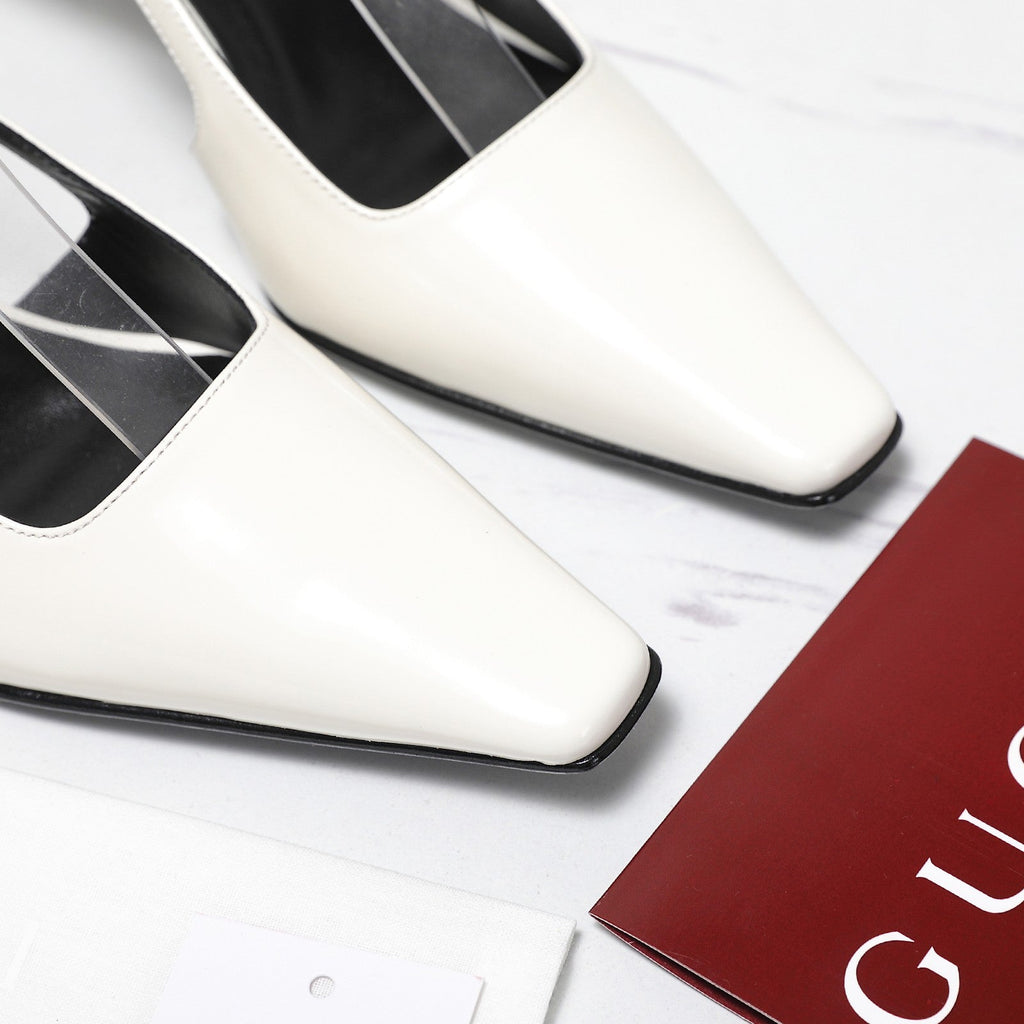 GG 26ss Slingback 60 White Sheepskin 601089