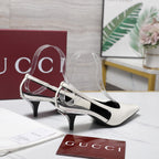 GG 26ss Slingback 60 White Sheepskin 601089