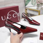 GG 26ss Slingback 60 Dark Red Sheepskin 601092