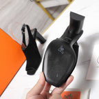 HM 26ss Peep-Toe Sandals 80 Black Suede 601243