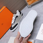 HM 26ss Casual Sneakers Ecru Black Calfskin Canvas 637717