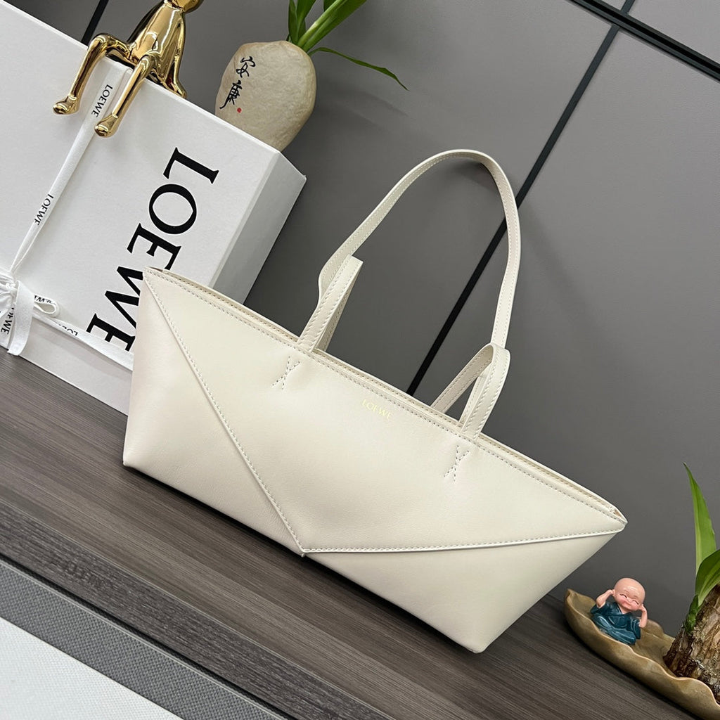 Loewe Cropped Handbag 39 White Glossy Calfskin 280661