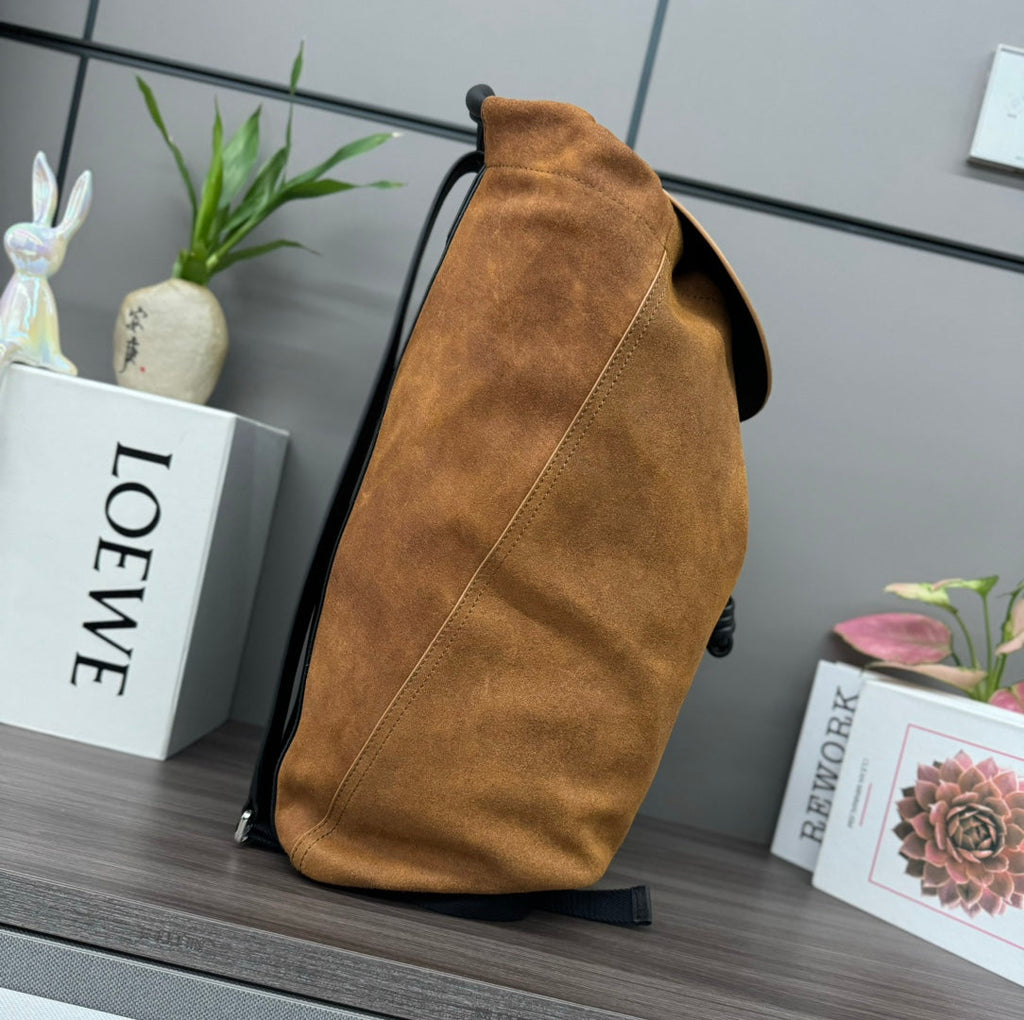 Loewe 2025 Flamenco Backpack 40cm Black Brown Leather Suede 274692