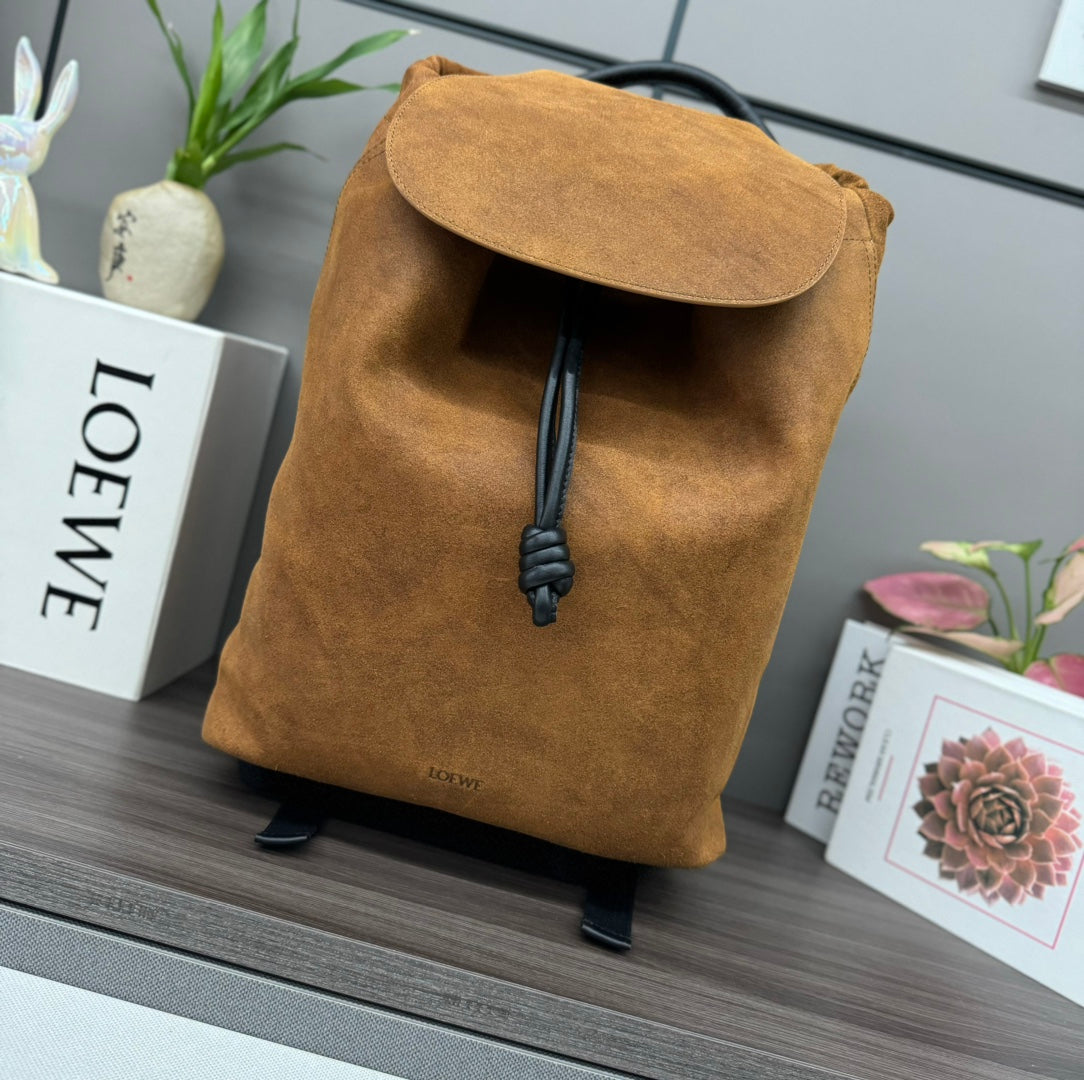 Loewe 2025 Flamenco Backpack 40cm Black Brown Leather Suede 274692