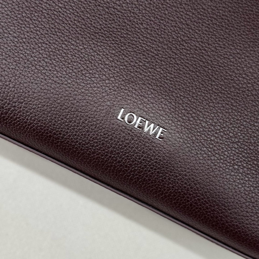 Loewe Pebble Hobo Bag 28 Dark Burgundy Calfskin 280599