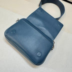 Loewe 2025 Small Pebble Messenger Bag Indigo Blue Grained Calfskin 274589