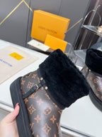 LV Aspen Platform Ankle Boot Dark Brown Monogram Cowhide