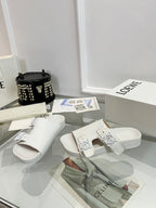 Loewe Ease Leather Slide White Sheepskin