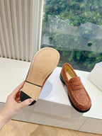 Loewe Campo Loafer Fire Orange Snowflake Cow Suede