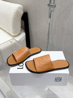 Loewe 25 flat slippers camel calfskin
