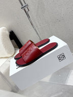 Loewe 25 flat slippers dark red calfskin