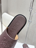 Loewe 25 flat slippers dark brown calfskin