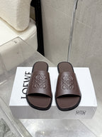 Loewe 25 flat slippers dark brown calfskin