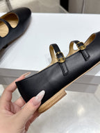 Celine 26 Ballet Flats Black Cowhide 608054