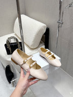 Celine 26 Ballet Flats Light Beige Cowhide 608055