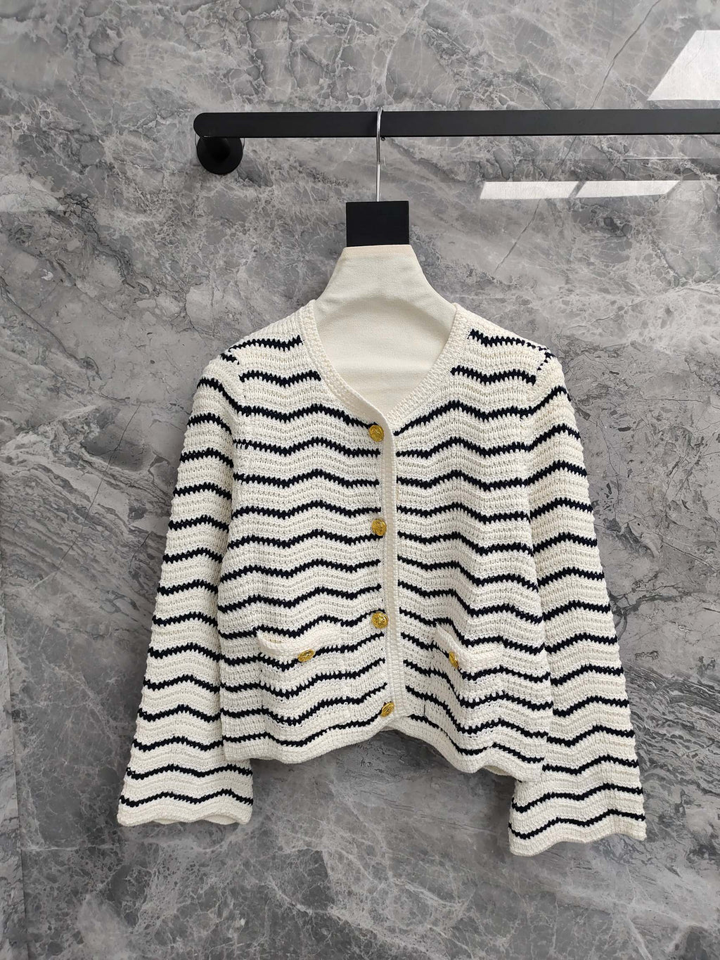 Celine 25 Striped Suit White Black Wool Polyester 278762