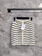 Celine 25 Striped Suit White Black Wool Polyester 278762