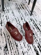 Chanel 2025 Moccasins Loafer Dark Burgundy Leather 144653