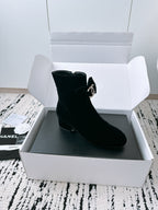 CC Ankle Boots In Black Velvet With Bow Tie 144659