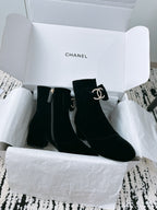 CC Ankle Boots In Black Velvet With Bow Tie 144659