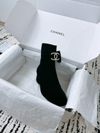 CC Ankle Boots In Black Velvet With Bow Tie 144659