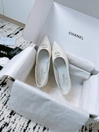 CC Ballet Flats In White Glossy Lambskin 144669