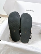 CC 25 Dad Sandals Black Fabric Leather 300167
