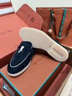 lp summer charm walk loafer dark blue white suede