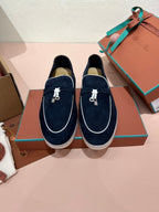 lp summer charm walk loafer dark blue white suede