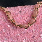 CC 24K Flap Bag 20cm Pink Sequin