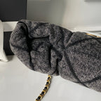 Chanel 25K Bow Bag Dark Gray Gold Denim Leather 295188