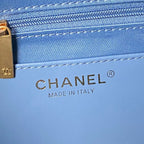 CC 2025 Classic Flap Bag Blue Denim Fabric Gold Hardware 296416