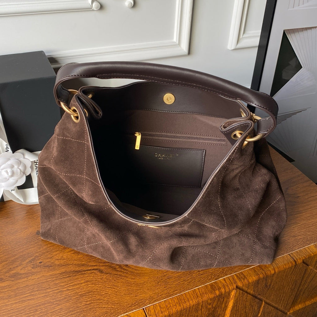 Chanel 2025 Hobo Bag 35cm Brown Suede 318243