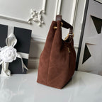 Chanel 2025 Hobo Bag 31cm Dark Brown Suede With Gold Hardware 320286