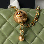 Chanel 25 Pearl Crush Square Flap Bag 17cm Dark Green Lambskin 323088
