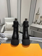LV Citizen Flat Ranger Boot Black Monogram Cowhide