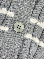 Miumiu 2025 Striped Knit Cardigan Gray and Black Wool