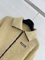 Miumiu 2025 Cardigan Beige mix Black Wool Cashmere