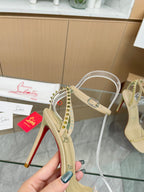 CL So Me 105 mm Strappy Sandal Cream Imported Rivets with Sheepskin 251017